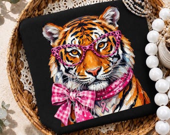 Borstkankerbewustzijn Tijger PNG, Roze Lint Tijgermascotte, Roze Luipaardbril Tijger, Oktober Bewustwording PNG