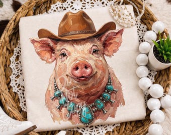 Pig,Cowboy Hat,Squash Blossom, Western,Animal, PNG