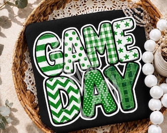 Game Day PNG, Groen Game Day-ontwerp, Preppy Sports PNG, Voetbal, Basketbal, Digitale download, Cheer Mom, Volleybal, PNG