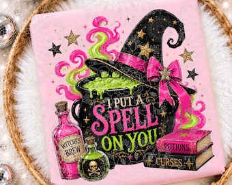 I Put a Spell on You PNG, Halloween Sublimation Design, Witch Cauldron PNG, Cute Spooky Season Shirt Design