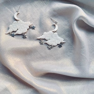 The Cirrus Cloud and Star Polymer Clay Earrings image 1