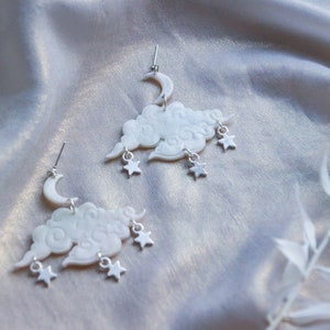 The Cirrus Cloud and Star Polymer Clay Earrings image 3