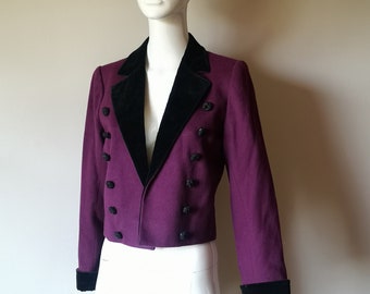 Yves Saint Laurent YSL rive gauche 1970s cropped tuxedo style jacket.