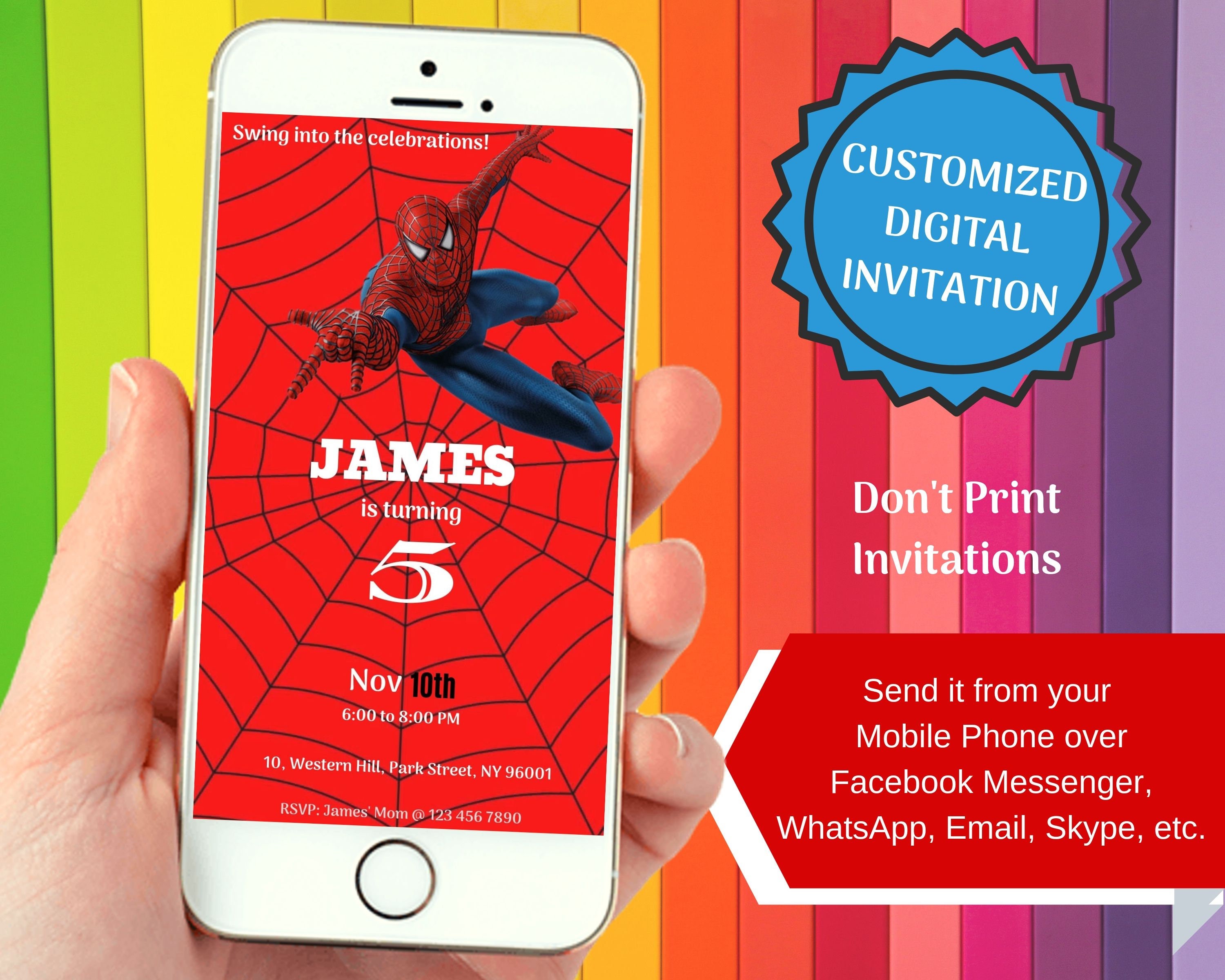 Spiderman Birthday Invitation for Smartphones Personalized image