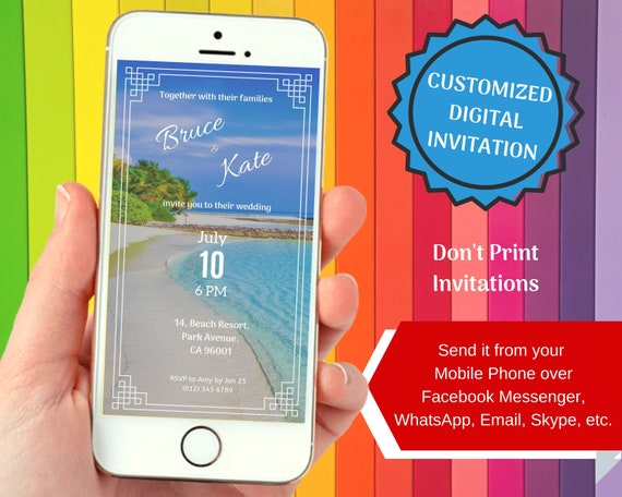 Beach Destination Wedding Invitation 2 For Smartphones Etsy