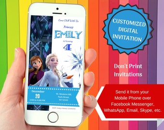 Frozen 2 Birthday Invitation For Smartphones, Personalized Digital File To Send via Facebook Messenger, WhatsApp, Skype, Email, etc.