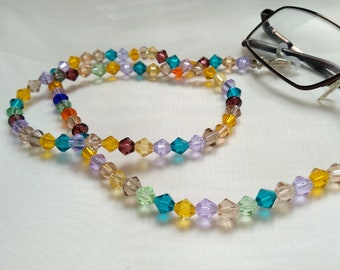 Rainbow glasses chain - Beaded eyeglass lanyard - Sunglasses chain for women - Face mask necklace