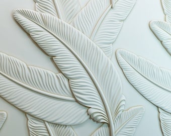 Feather 3D Decorative Wall Panel ABS Plastic Mold Plaster Gypsum DIY Tile