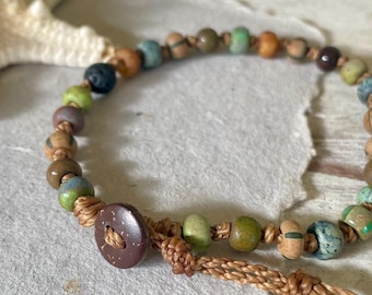 Men's Beaded Bracelet: Glass, Onyx, Tiger's Eye, Lava Rock, Boho Surfer Style