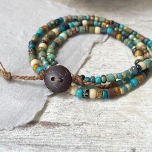 Perlen WICKELARMBAND oder Halskette, Atlantis SEED Chargen-Nr. 6246, Layering, Stapel, Beachy Boho Armband oder Halskette, Geschenk für Sie oder Ihn