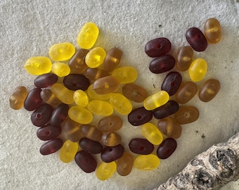 Small Sea Glass Beads: Sunset Mix, Center Drilled (48pc, 4-10mm )