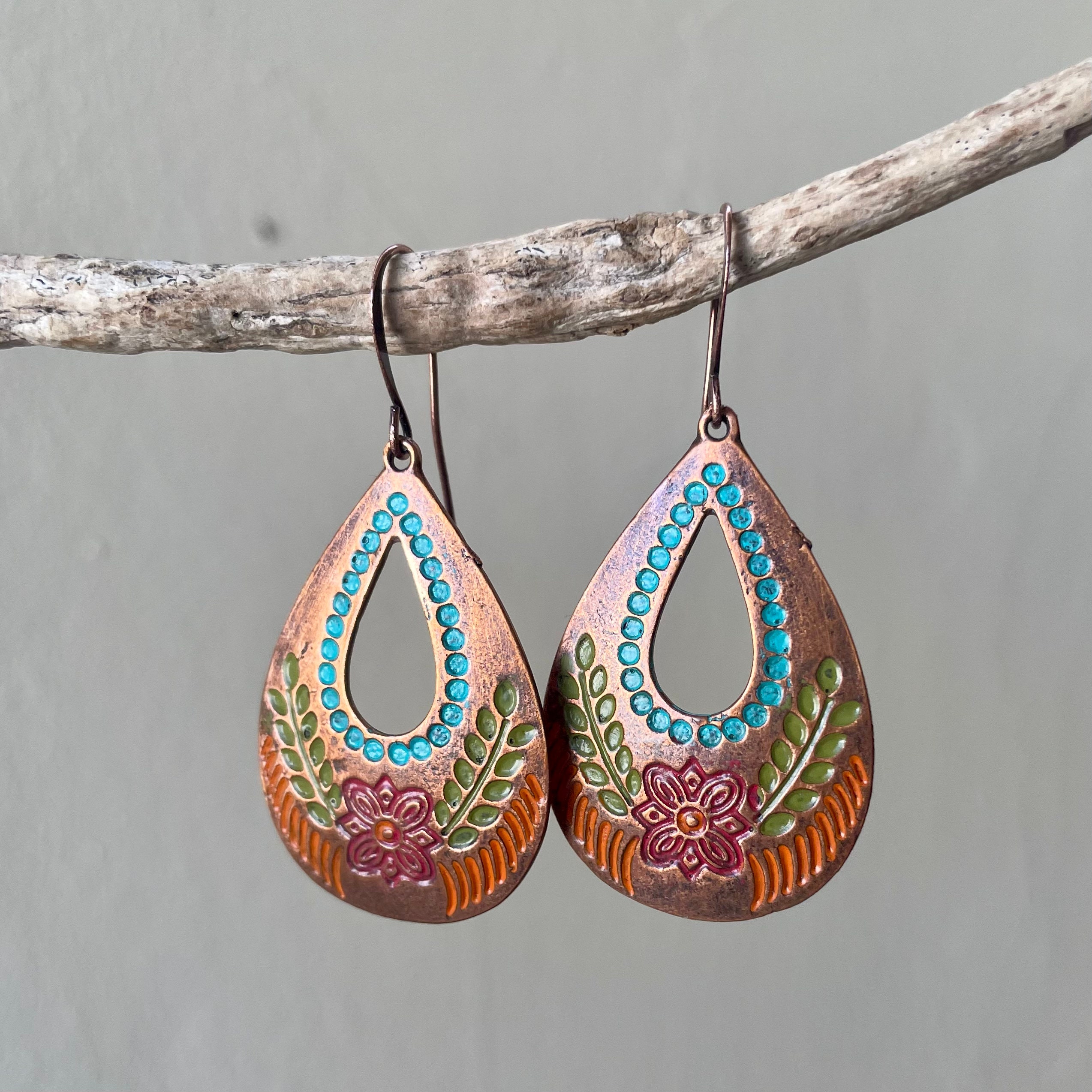 Western Jewelry For Women Bohemian Cowgirl Earrings - Turquoise Waterdrop Dangle Bohemian Turquoise Dangle Earrings