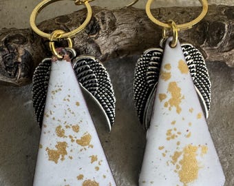 Guardian Angel Earrings, Custom Enamel + Components