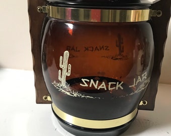 Siesta Ware vintage Crunch Brunch glass cookie jar.