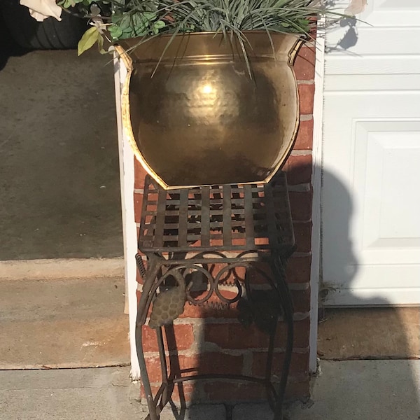 Solid Tempered Brass Planter, Hand Made in India, 12 x 9 Huge Brass Planter, Indoor/ Outdoor Statement Planter