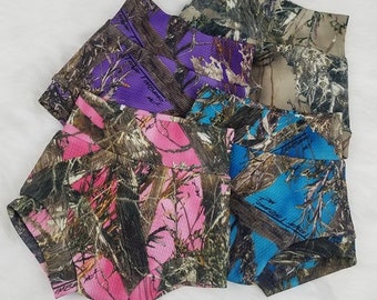 Timber Camo Baby Bummies: High Waist Toddler Shorts