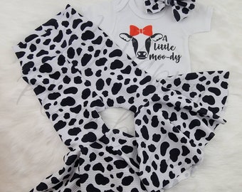 A Little Moo-dy Cow Bell Bottoms, Pants, Bummies, Moo-dy Onesie,  Headwraps, Bows, and Piggies
