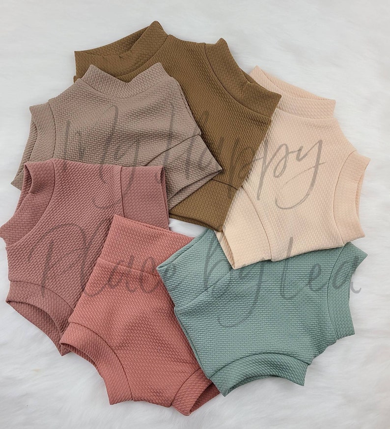 Solid Muted Color Bummies, Bows or Bell Bottoms Solid Color Shorts Baby Bummies Baby/Toddler Shorts High Waist Shorts image 2
