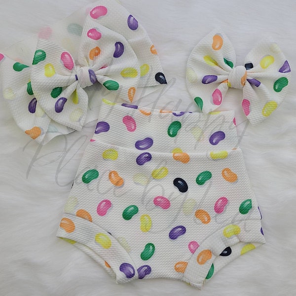 Jelly Bean Belly Bummies, Headwraps, Bows, and Piggies