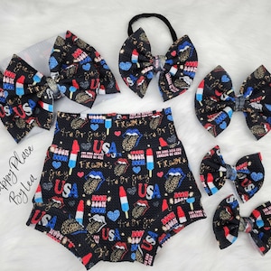 Red, White, Blue & a Little Wild  Pants, Bell Bottoms, Bummies, Headwraps, Bows, and Piggies