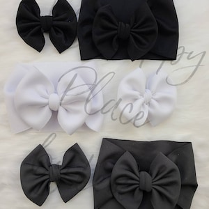 Black, White, or Charcoal Gray Scuba Puff Bow, Headwrap, or Headband