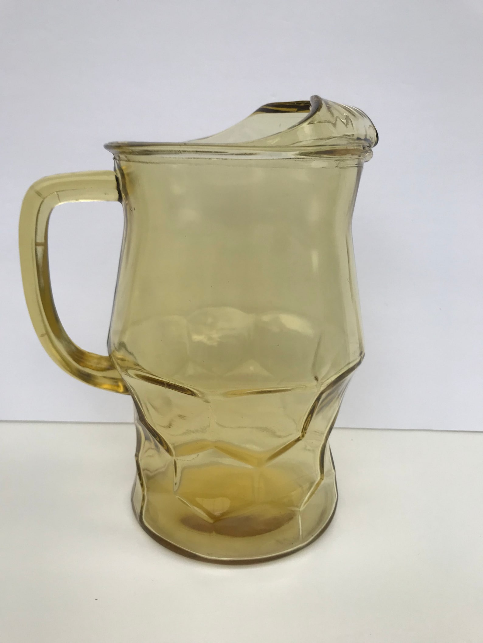 Vintage Yellow Glass Pitcher 1970s Etsy