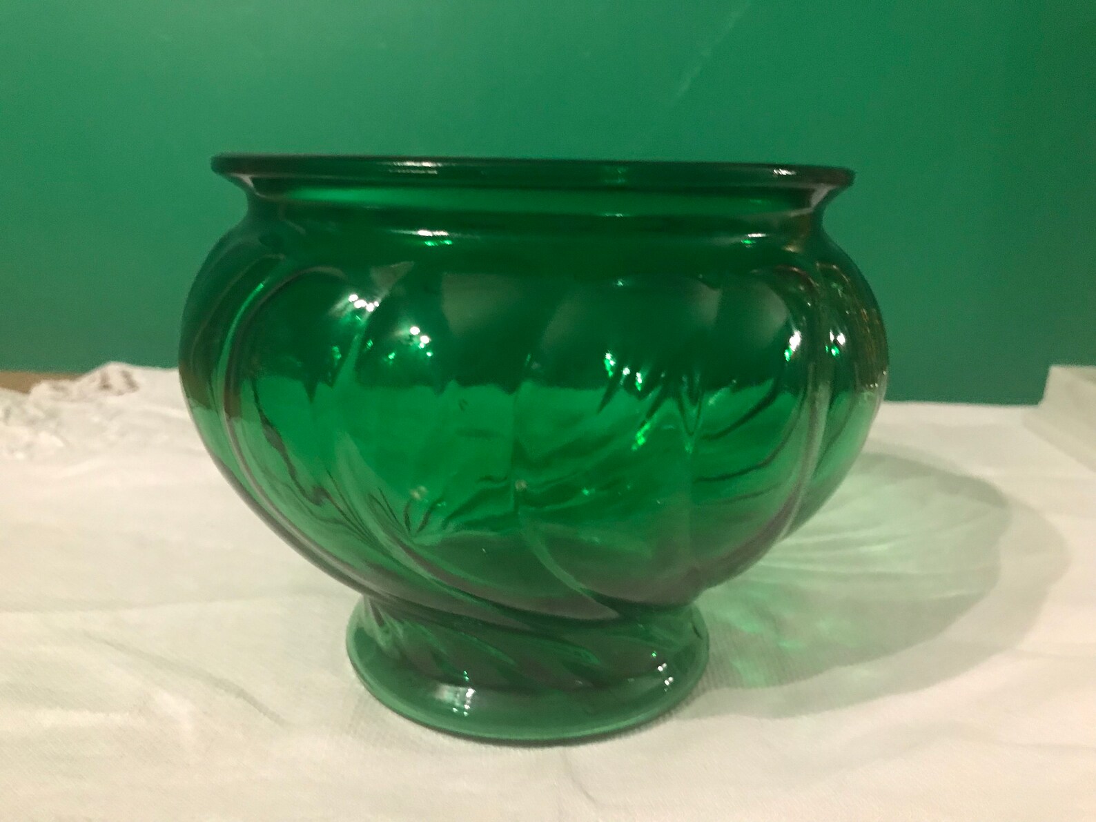 Vintage Emerald Green Napco Vase Round and Swirled with Etsy