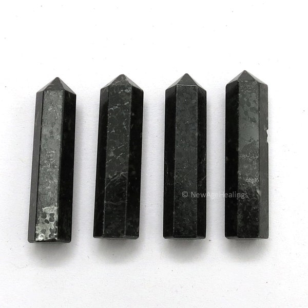 Nuummite Crystal Pencil Points for DIY Pendant Necklace Earrings and Crystal Grid - Single Point, Double Point Terminated, Holed