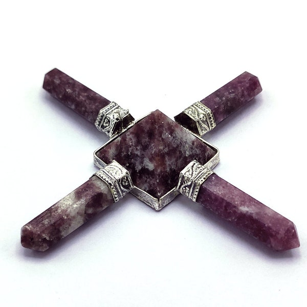 Lepidolite Crystal Generator - 4 Point Pyramid Energy Generator for Reiki Energy Healing & Spiritual Gift ~ Crystal Healing