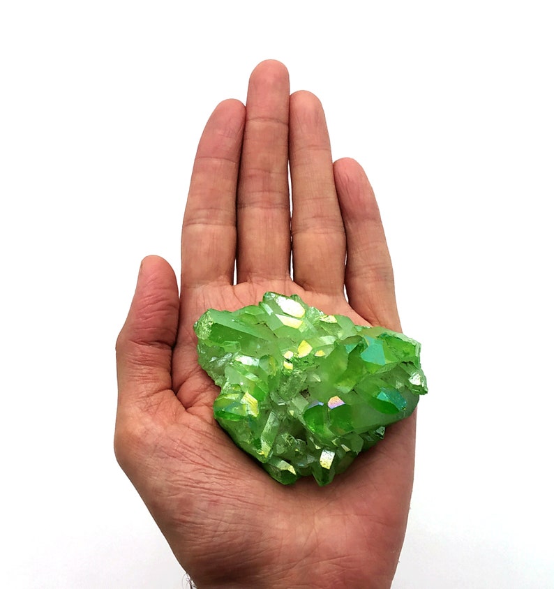 Green Apple Aura Quartz Points Raw Crystal Points Quartz Etsy