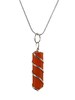 Carnelian Crystal Silver Chain Necklace for Women, Spiral Wire Wrapped Mens Necklace Point + Adjustable Cord for Men 
