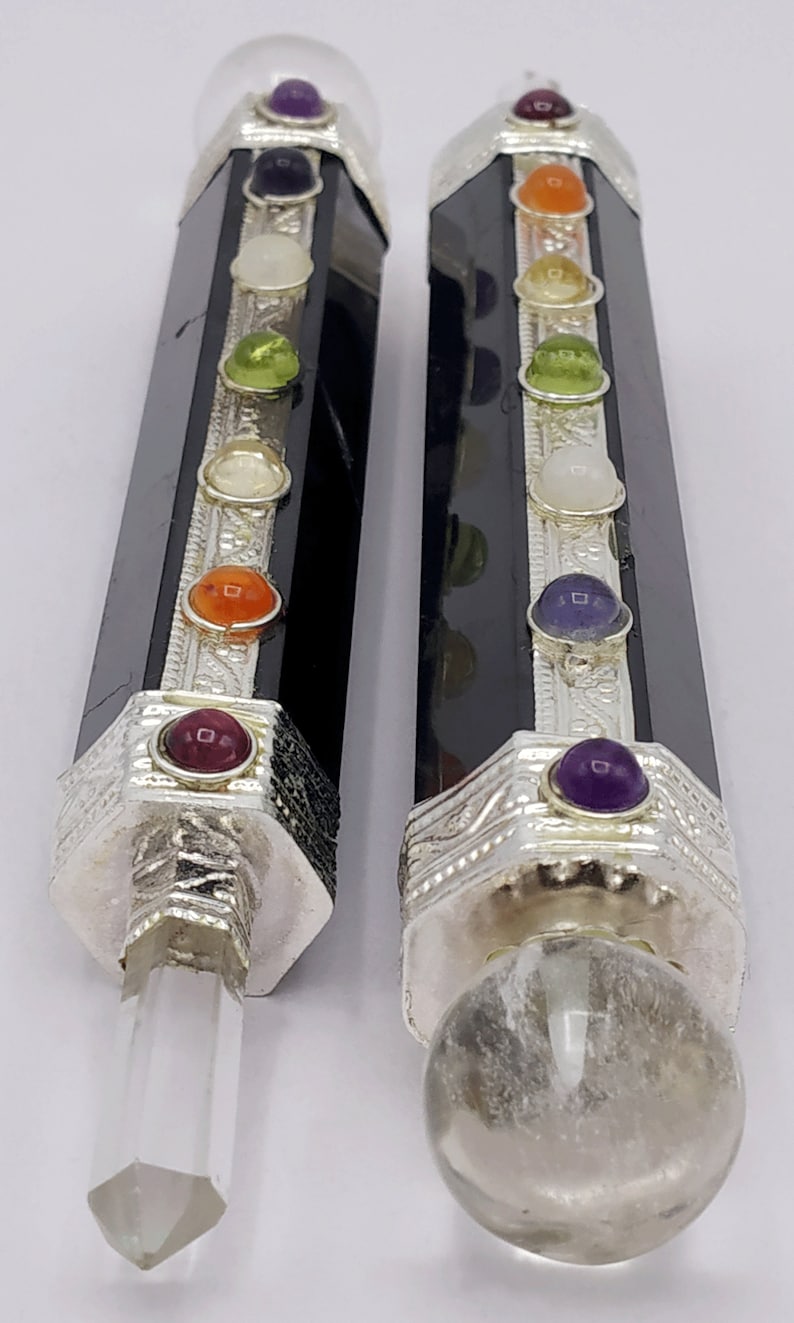 Shungite 7 Chakra Healing Wand Crystal Wand with Crystal Etsy