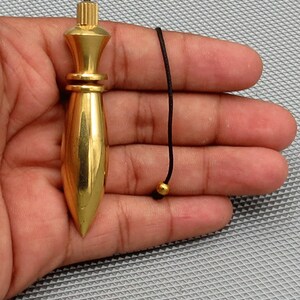 Metaphysical Egyptian Karnak Gold Plated Dowsing Pendulum Necklace Opening Chamber Metal Pendulums with Chain and Bead Gift Valvet Pouch image 3