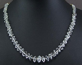 Collier de grosses perles de quartz Herkimer blanches de 7 à 9 mm AAA+ | Collier en quartz et diamants de 17 + 2 pouces | Collier de guérison | Cadeau pour elle