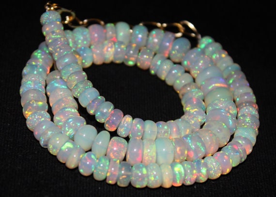 AAA Welo Power Ethiopian Opal Smooth Rondelle Beads Necklace - Etsy