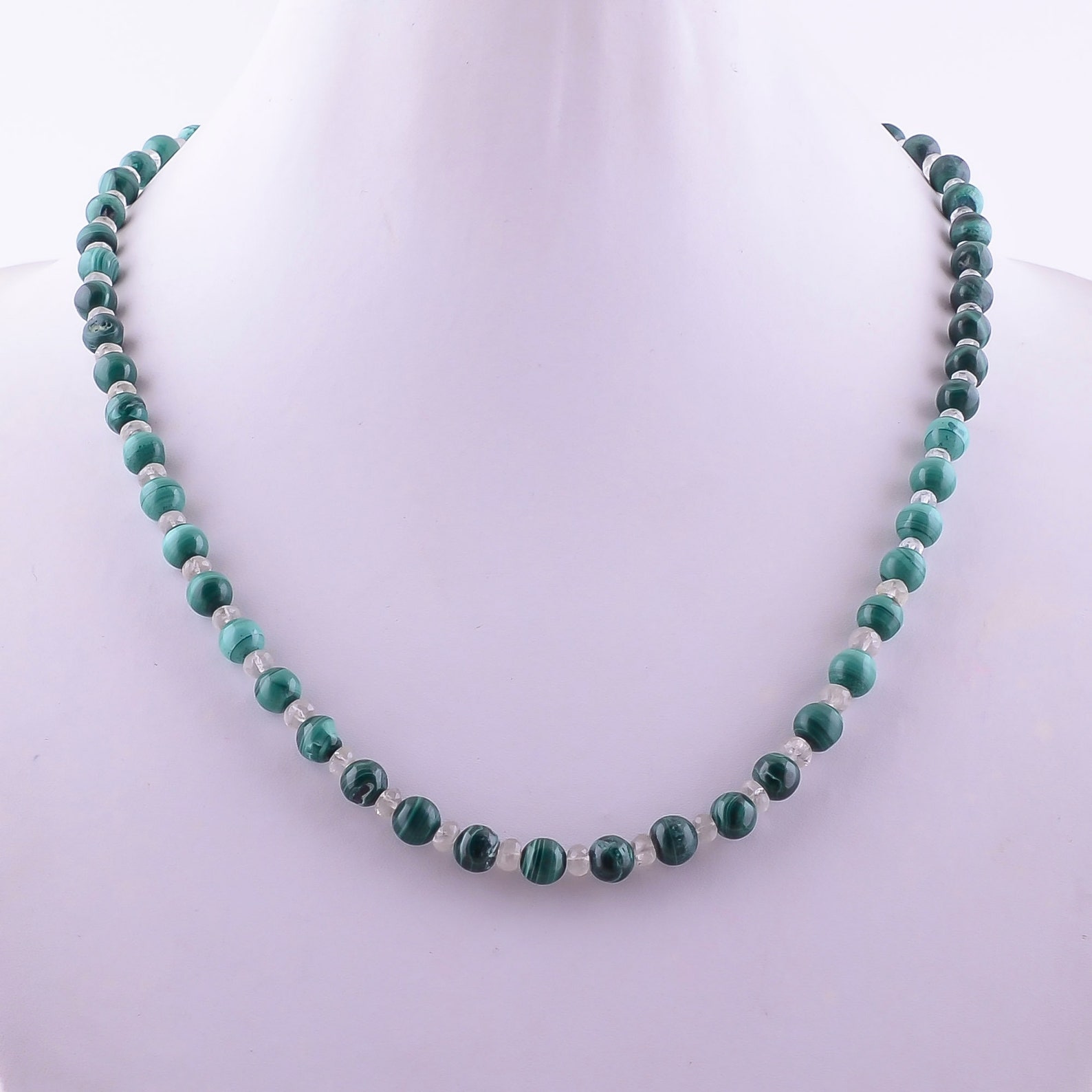 Malachite Beaded Necklace Handmade Polished Etsy