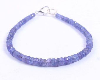 High Quality Tanzanite Beaded Bracelet | December Bracelet | Sterling Silver Bracelet | Handmade Polished Bracelet | Gift For Her