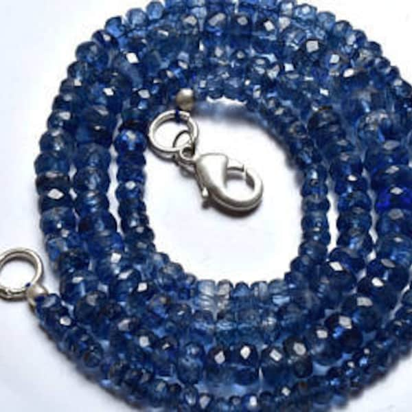 AAA+ Quality Blue Kyanite Faceted Gemstone Necklace | 18 Inches Sterling Silver Necklace | Meditation Necklace | Gift For Her