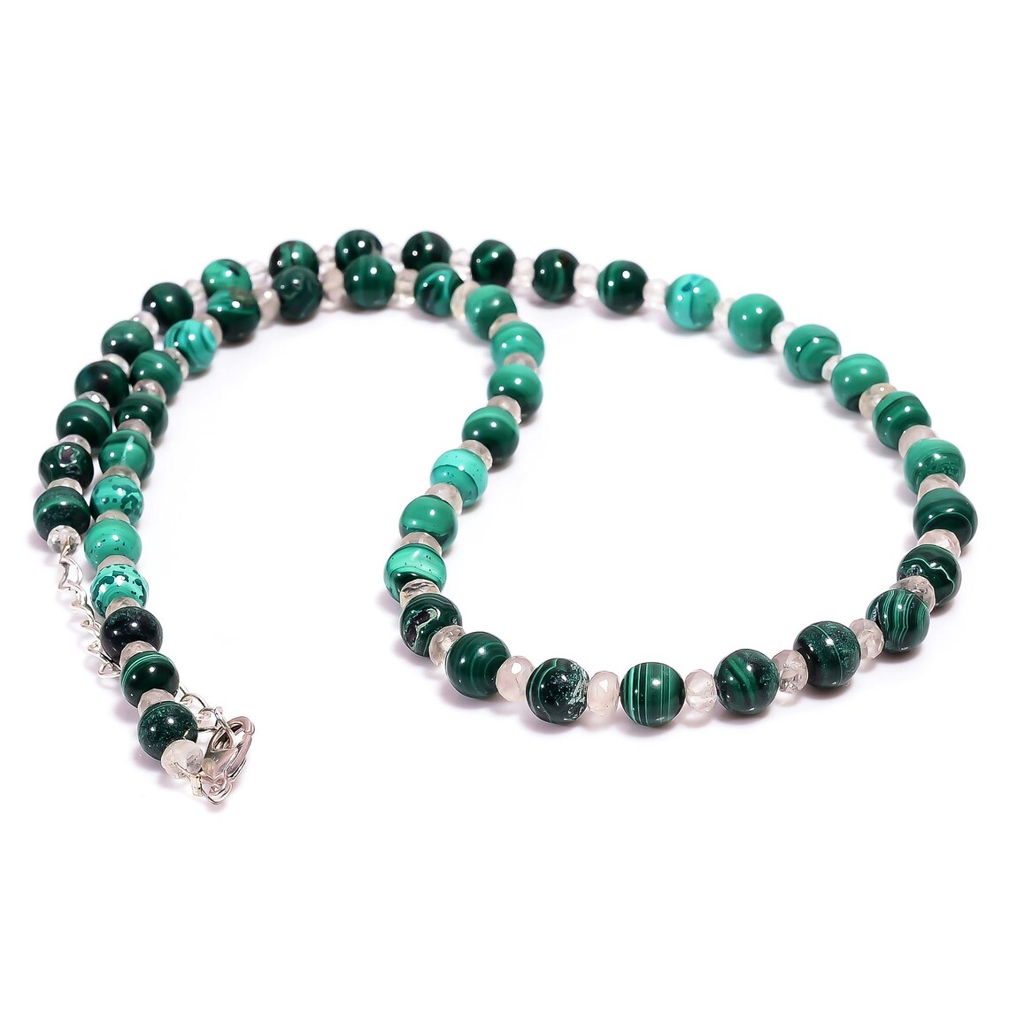 Malachite Beaded Necklace Handmade Polished Etsy