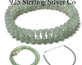 Couple Jewelry Green Aventurine Jewelry Set | 3 Layered Stretch Unisex Bracelet with Statement Necklace & Bracelet Combo Set | Gift For Her