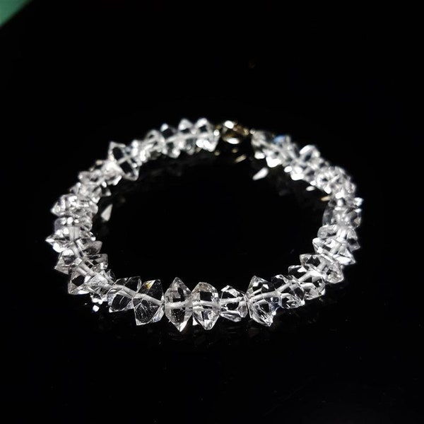 AAA+++ Herkimer Diamond Quartz Beaded Bracelet | Birthstone Bracelet | Sterling Silver Gemstone Bracelet | Anniversary Gift | Gift For Her