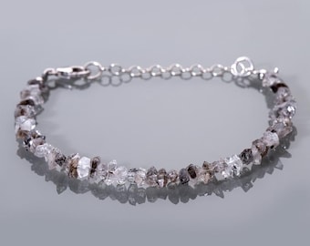 AAA+ Salt pepper Diamond Quartz Bracelet | Minimalist Herkimer Diamond Bracelet | Gift For Her