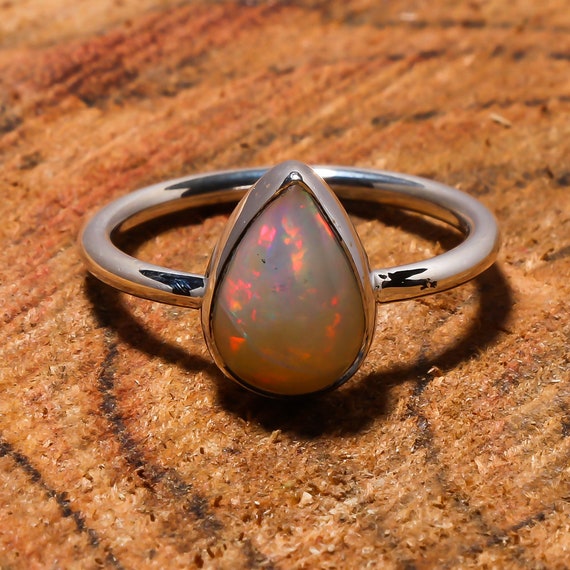 AAA Sterling Silver Natural Ethiopian Opal October Birthstone Gemstone Ring #936 