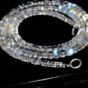 Unique Rainbow Moonstone Faceted Rondelle Beads Necklace 925 - Etsy