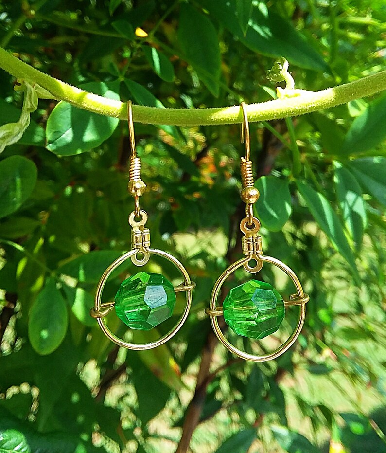 Green Gem Dangle Earrings