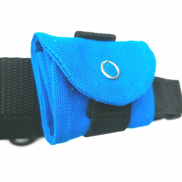 Blue Pocket for Dog Collar, Storage Pocket for Tags, Airtags, and Tracking Devices, Tactical Dog Collar Storage Pouch