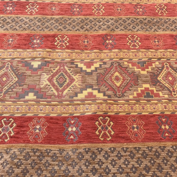 Tela de tapicería, tela de diseño Kilim, tela turca, diseño de Kilim oriental, cubiertas de mesa, cubiertas de cama, cubiertas de sofá,