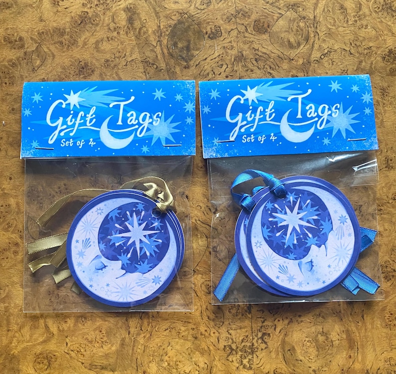 Crescent Moon Gift Tags With Ribbon - Etsy