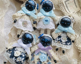 Handmade Sheep Dolls | Blue Flowers Sleeping Sheep Doll Set