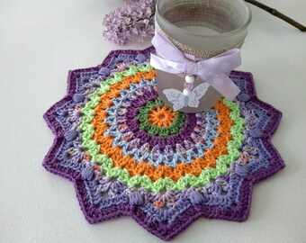 Crochet Doilies Round Colorful Coasters Crochet Doilies Mandala Doily Home Decor 21cm diameter